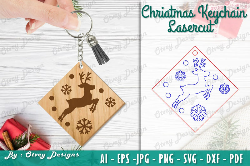 Christmas Keychain Lasercut SVG Bundle 7 - CraftNest - Digital Crafting and Art
