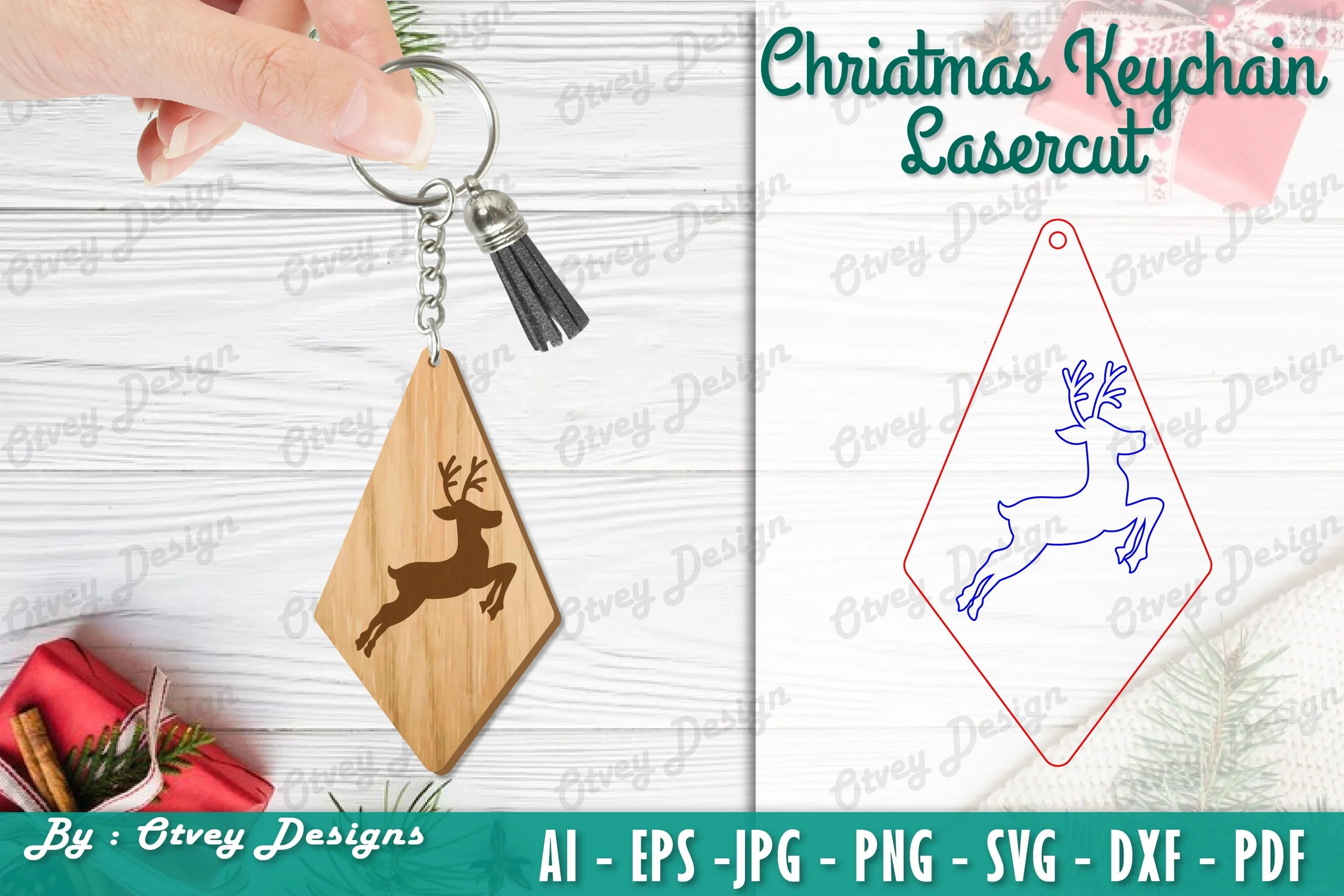 Christmas Keychain Lasercut SVG Bundle 37 - CraftNest - Digital Crafting and Art