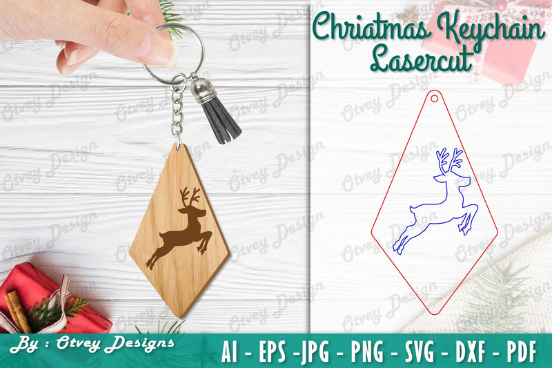 Christmas Keychain Lasercut SVG Bundle 37 - CraftNest - Digital Crafting and Art