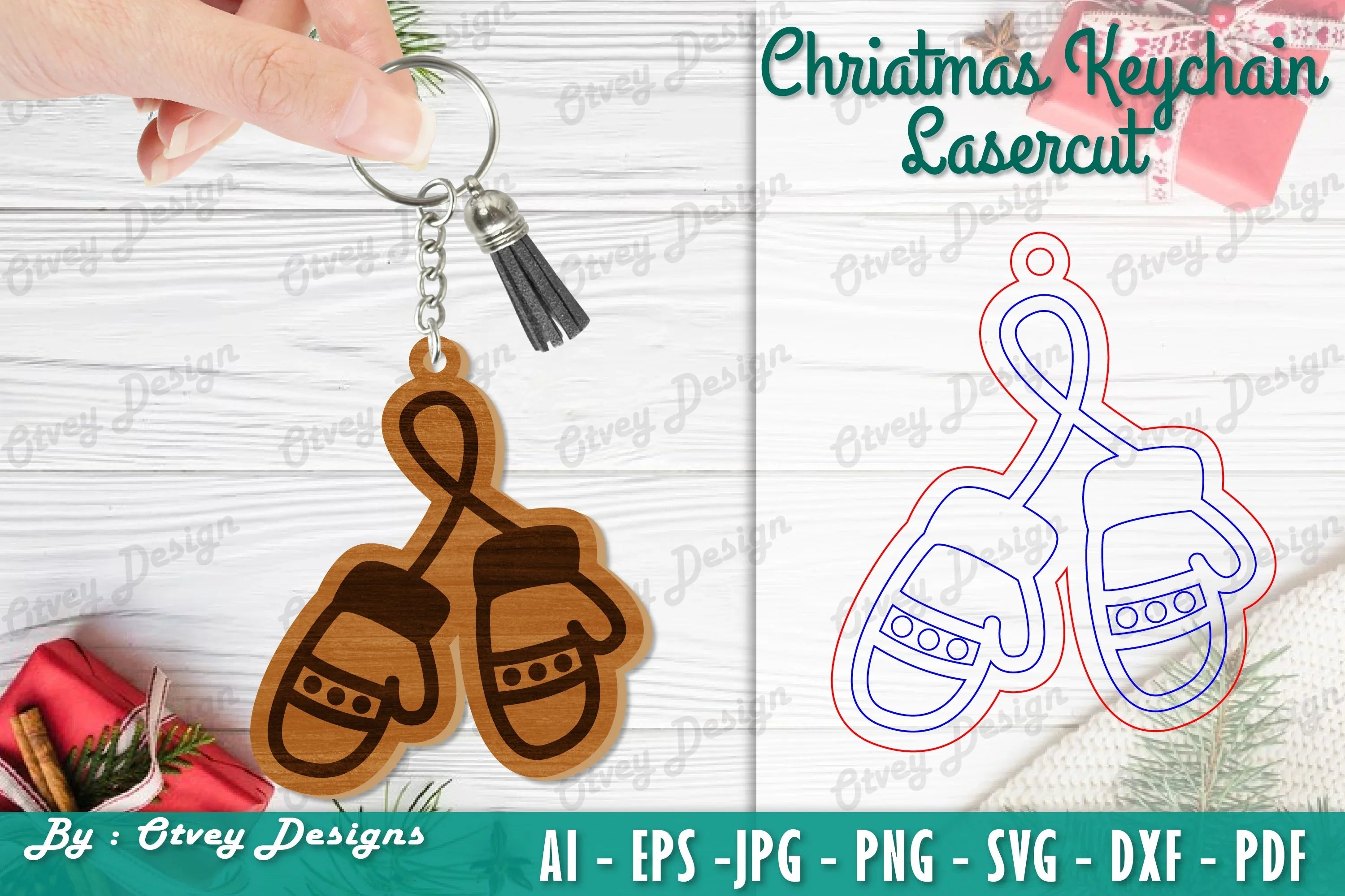 Christmas Keychain Lasercut SVG Bundle - CraftNest - Digital Crafting and Art