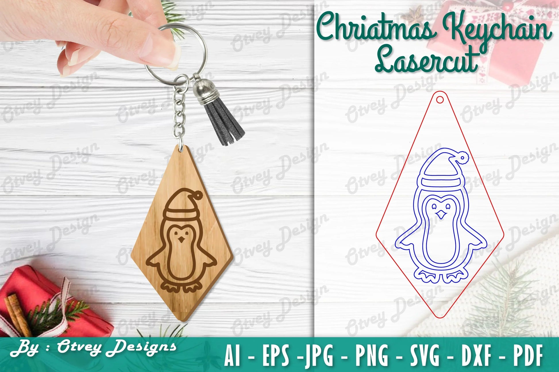 Christmas Keychain Lasercut SVG Bundle 41 - CraftNest - Digital Crafting and Art
