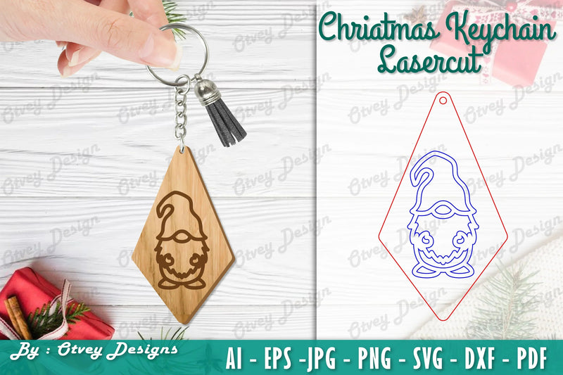 Christmas Keychain Lasercut SVG Bundle 42 - CraftNest - Digital Crafting and Art