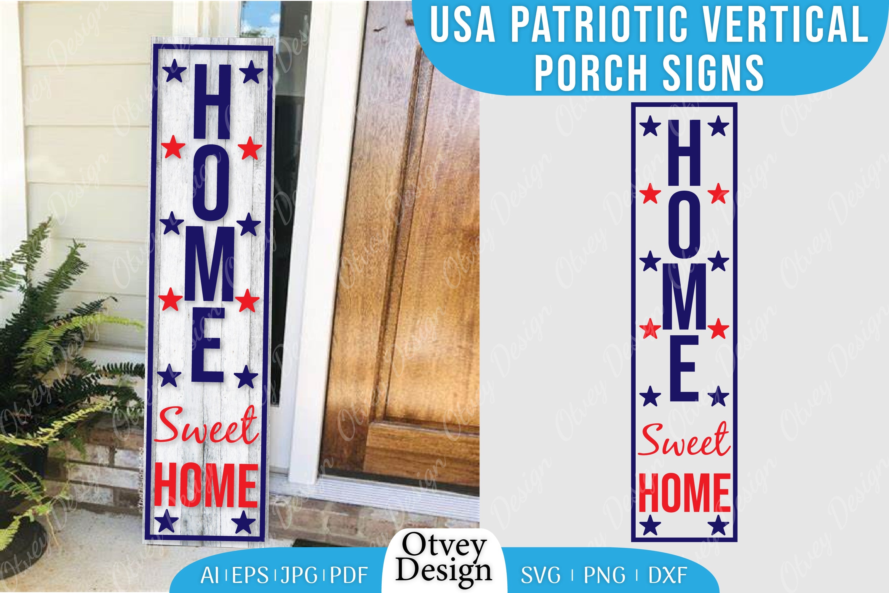 USA Patriotic Vertical Porch Signs SVG Bundle 12 - CraftNest - Digital Crafting and Art