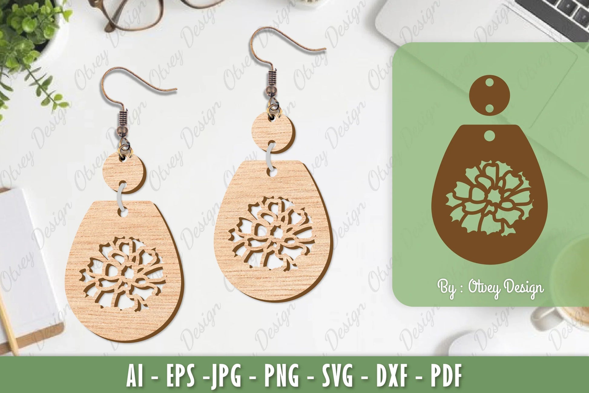Flower Earrings Laser Cut SVG Bundle 63 - CraftNest - Digital Crafting and Art