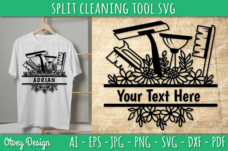 Split Monogram Cleaning Tool SVG Bundle 3 - CraftNest - Digital Crafting and Art