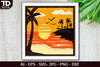 Tropical Beach Sunset D Shadow Box Scene Papercut SVG