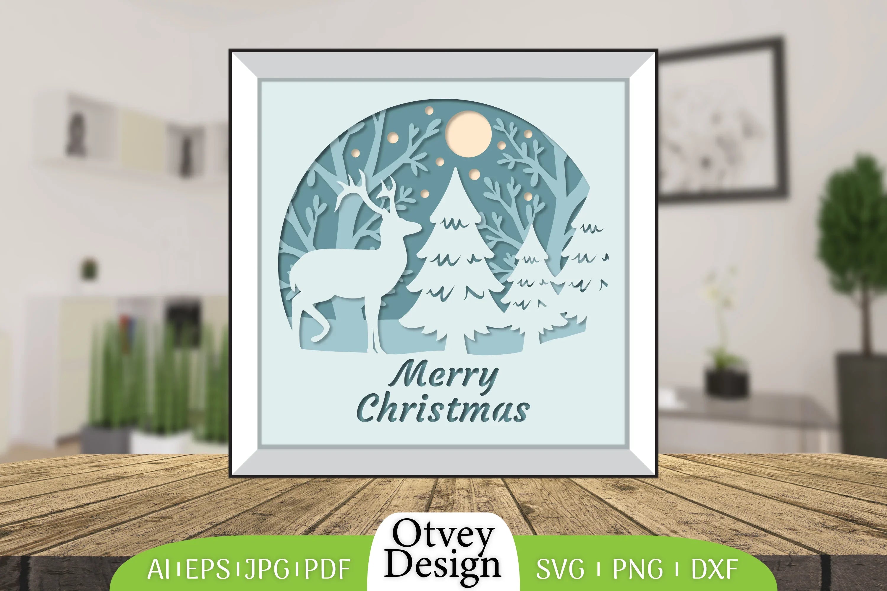 Merry Christmas Deer 3D Shadow Box Papercut SVG Bundle 5 - CraftNest - Digital Crafting and Art