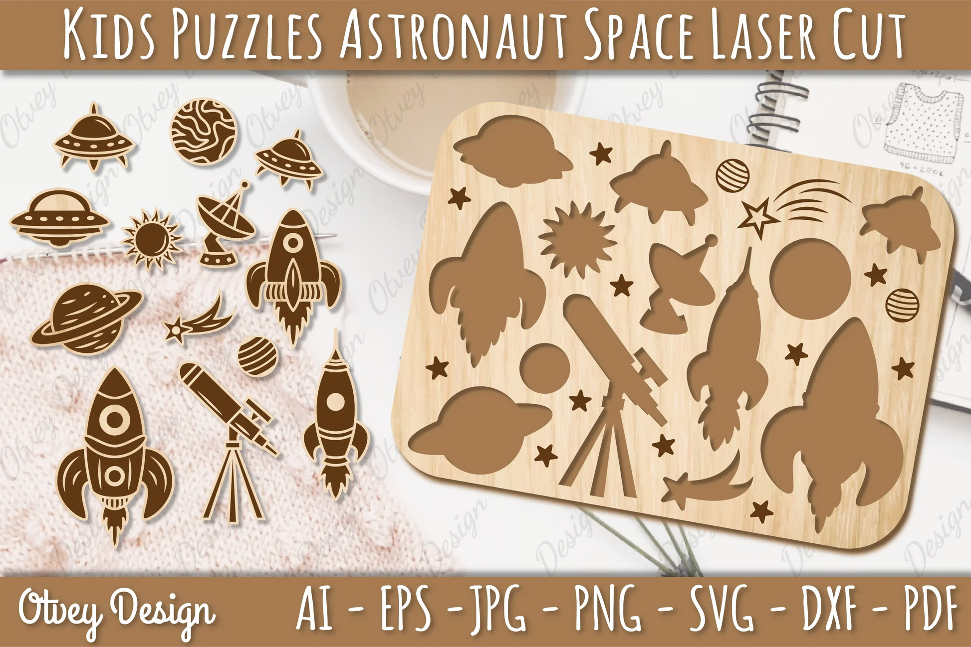Kids Astronaut Space Puzzles SVG Bundle - CraftNest - Digital Crafting and Art