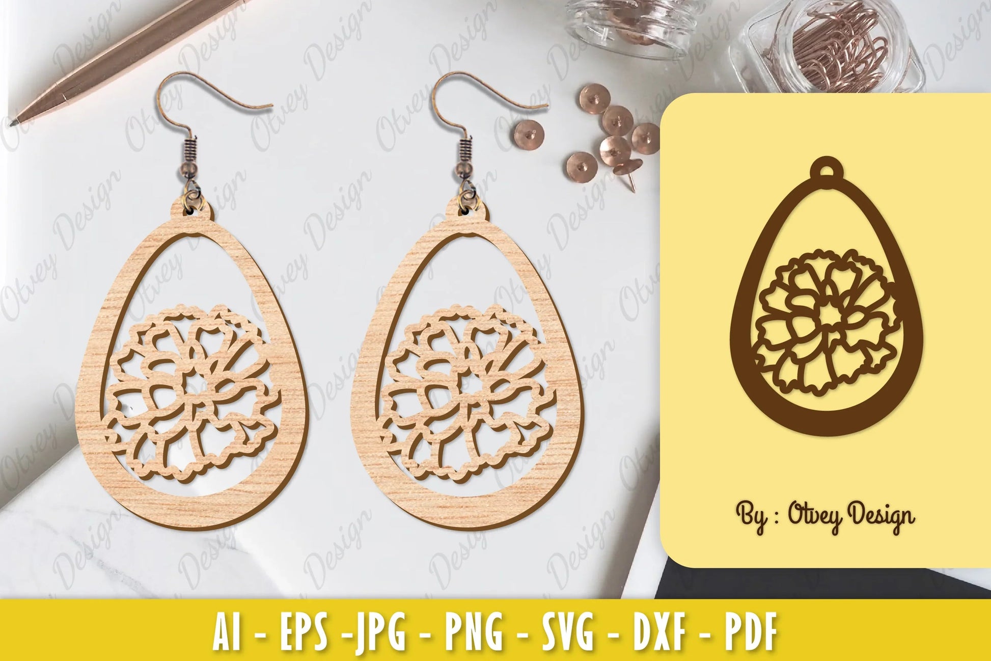 Flower Earring Laser Cut SVG Bundle 33 - CraftNest - Digital Crafting and Art