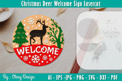 Christmas Deer Welcome Sign SVG Bundle - CraftNest - Digital Crafting and Art