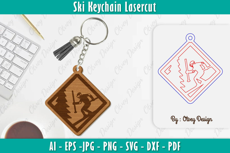 Ski Keychain Lasercut SVG Bundle 17 - CraftNest - Digital Crafting and Art