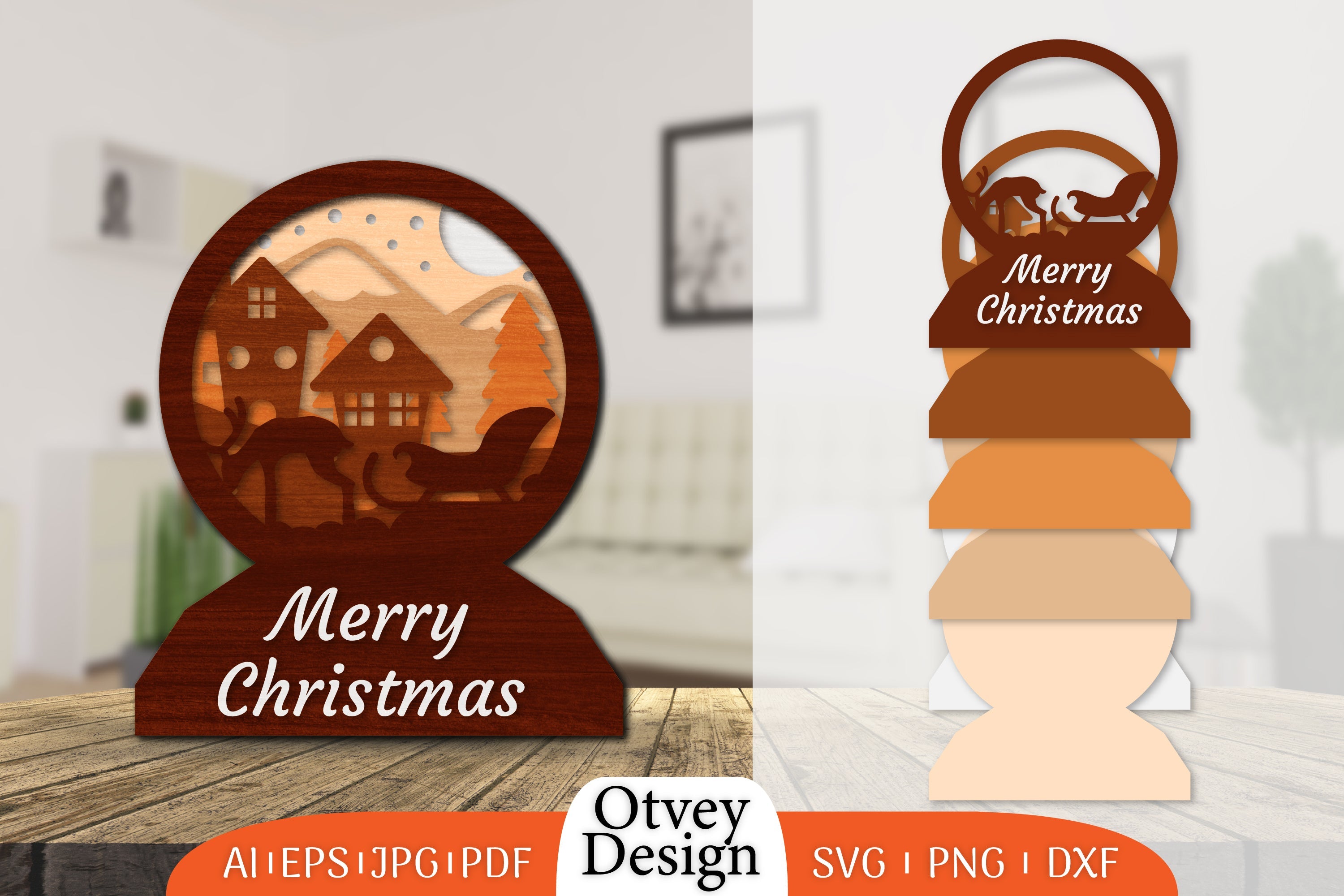 Christmas Santa Sleigh 3D Lasercut SVG Bundle 2 - CraftNest - Digital Crafting and Art