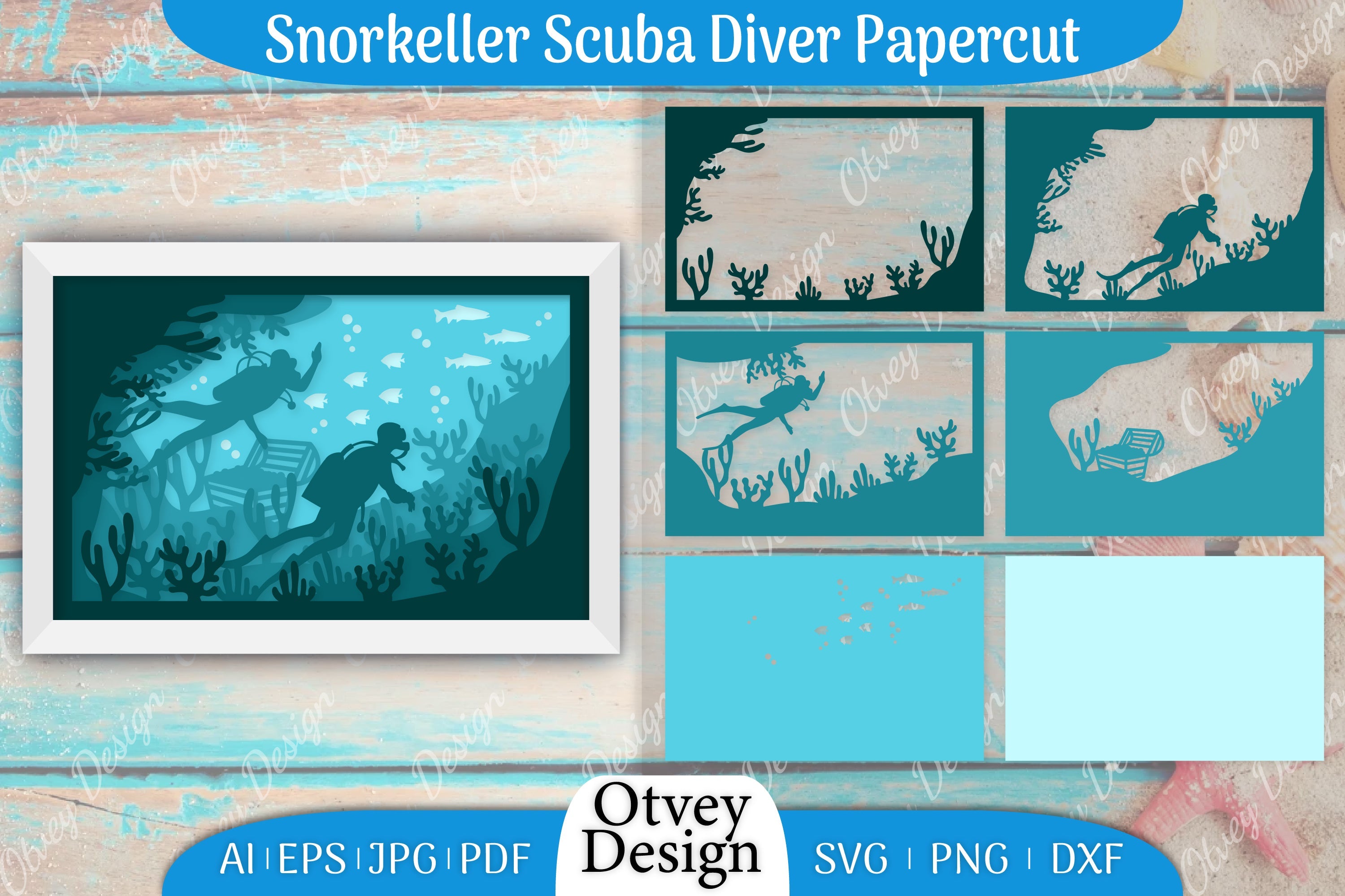 Scuba Diver 3D ShadowBox SVG Bundle 2 - CraftNest - Digital Crafting and Art