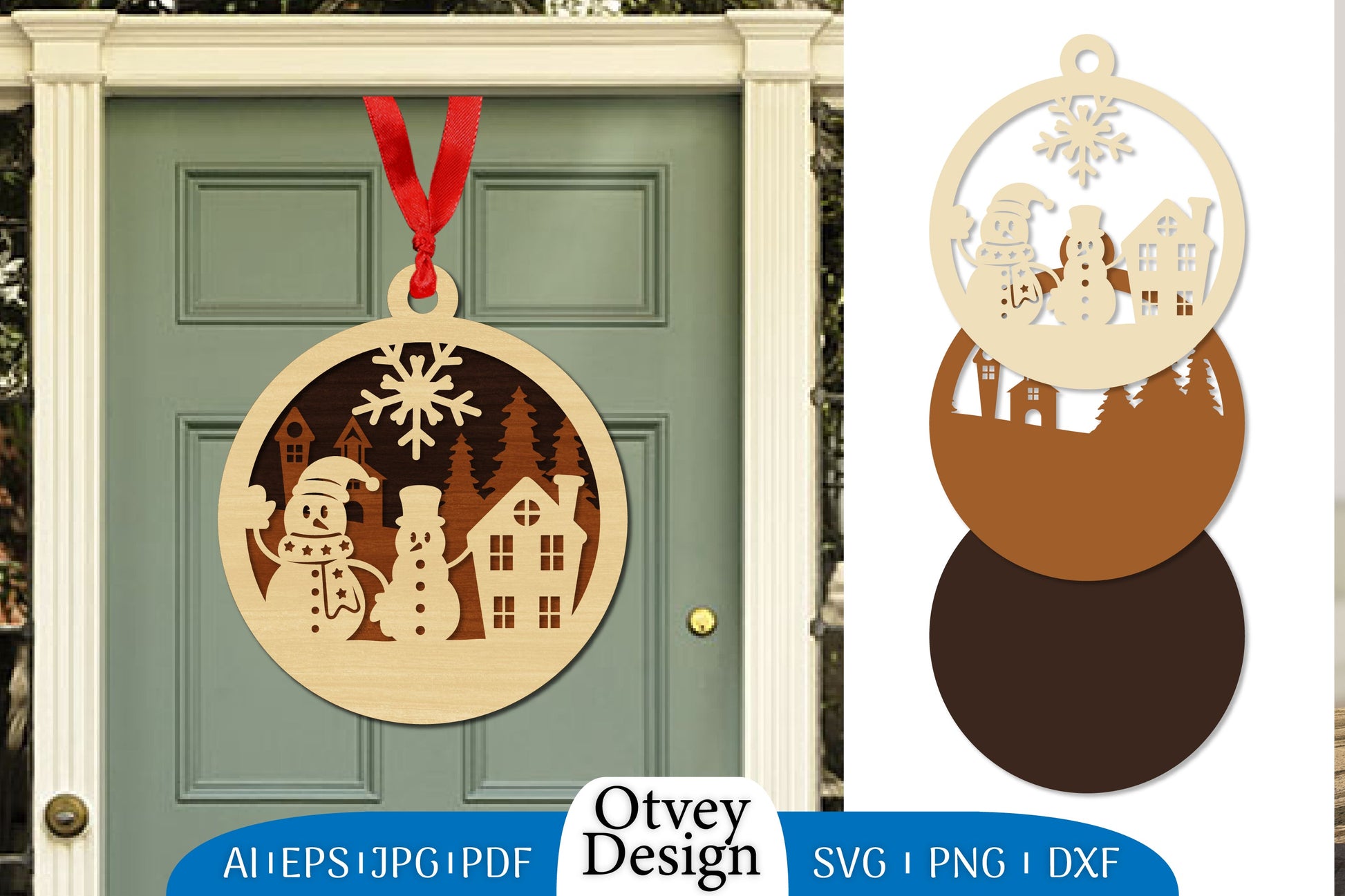 Snowman Ornament Lasercut SVG Bundle 3 - CraftNest - Digital Crafting and Art