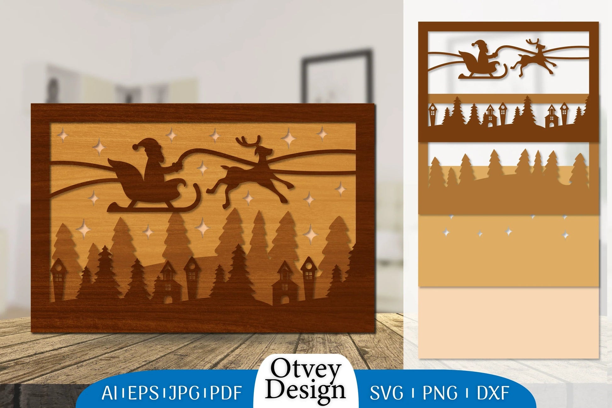 Christmas Santa Sleigh Lasercut SVG Bundle 3 - CraftNest - Digital Crafting and Art