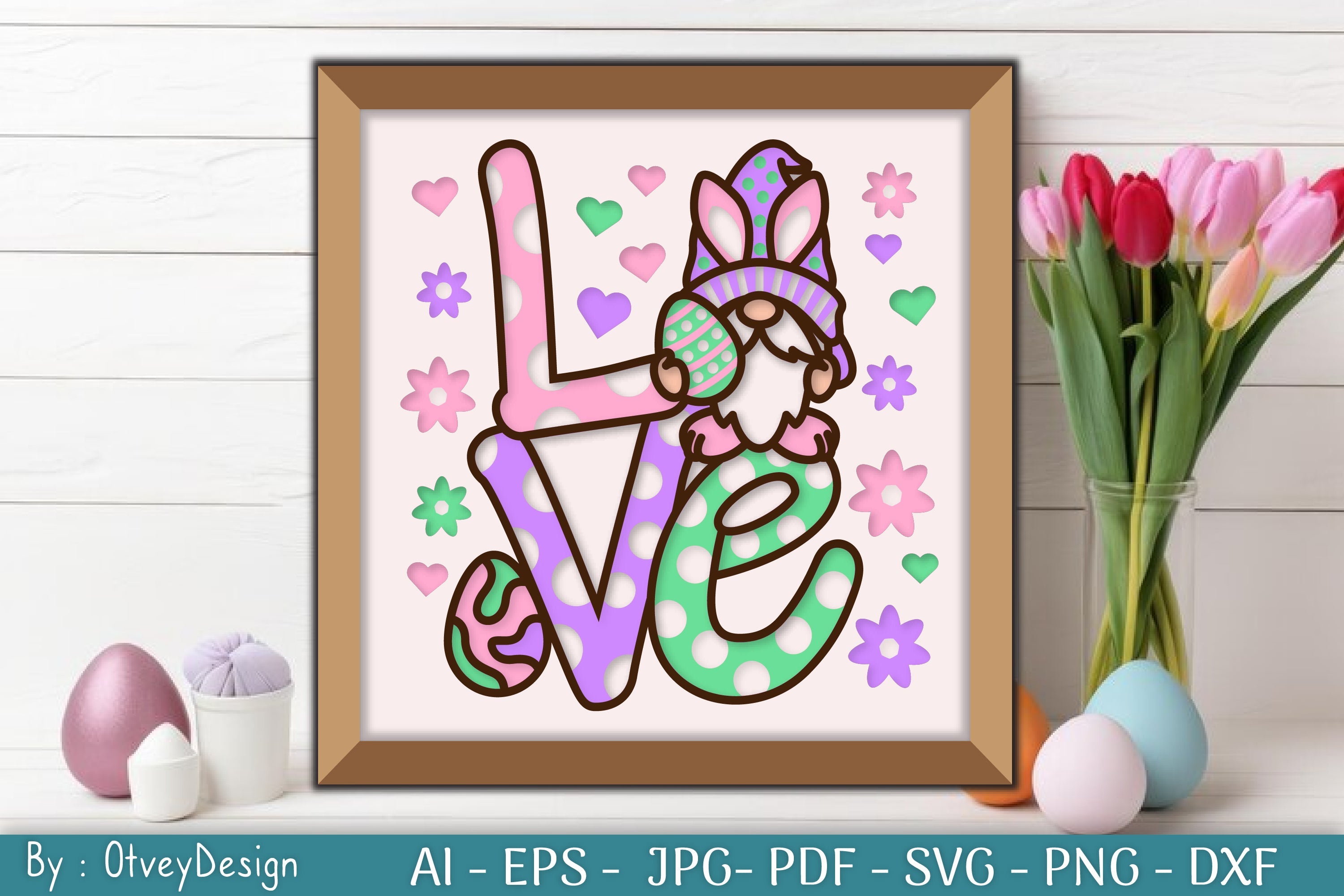 Love Gnome Easter 3D Shadow Box Papercut SVG Bundle - CraftNest - Digital Crafting and Art