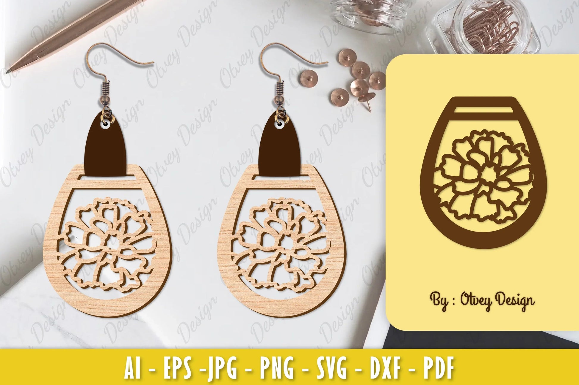 Flower Earring Laser Cut SVG Bundle 83 - CraftNest - Digital Crafting and Art
