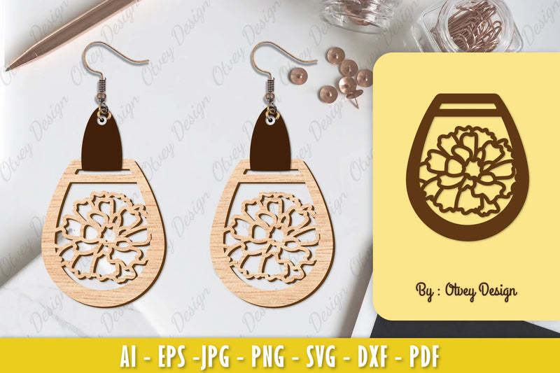 Flower Earring Laser Cut SVG Bundle 83 - CraftNest - Digital Crafting and Art
