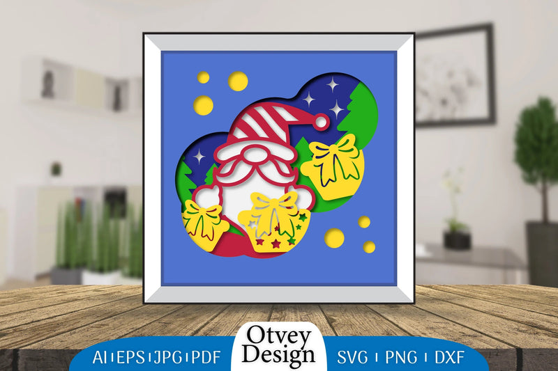 Christmas Gnome 3D Shadowbox Layered Papercut SVG Bundle 2 - CraftNest - Digital Crafting and Art