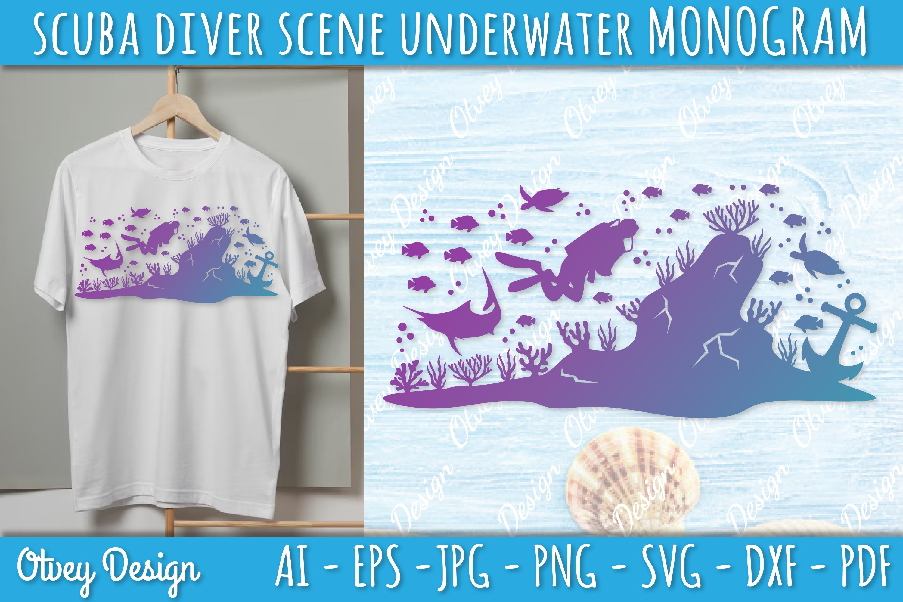 Scuba Diver Monogram SVG Bundle 6 - CraftNest - Digital Crafting and Art
