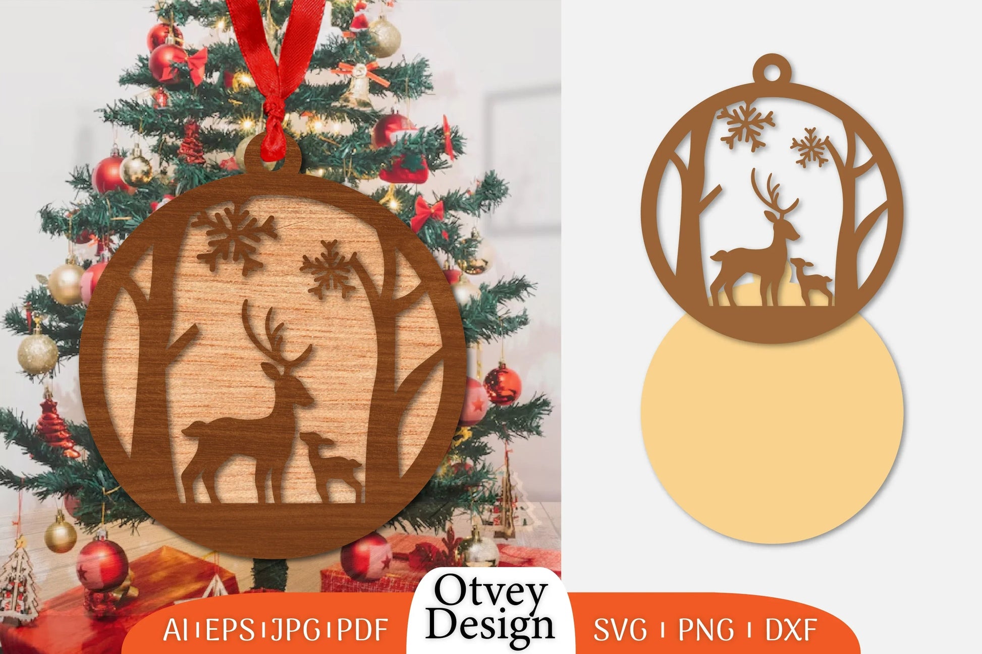 Christmas Deer Ornament Lasercut SVG Bundle 2 - CraftNest - Digital Crafting and Art