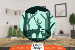 Christmas Deer Round Door Lasercut SVG Bundle 2 - CraftNest - Digital Crafting and Art