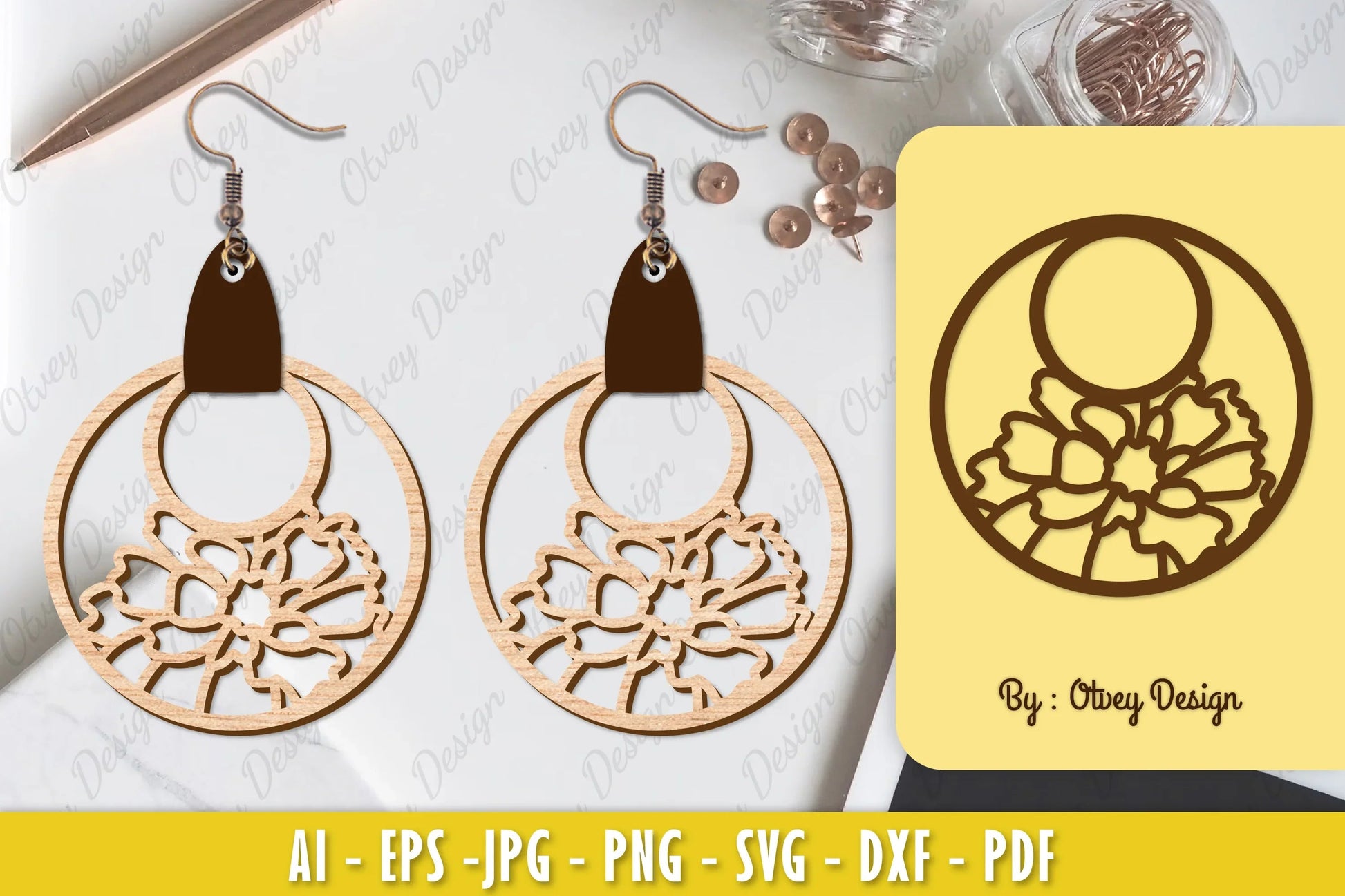 Flower Earring Laser Cut SVG Bundle 43 - CraftNest - Digital Crafting and Art
