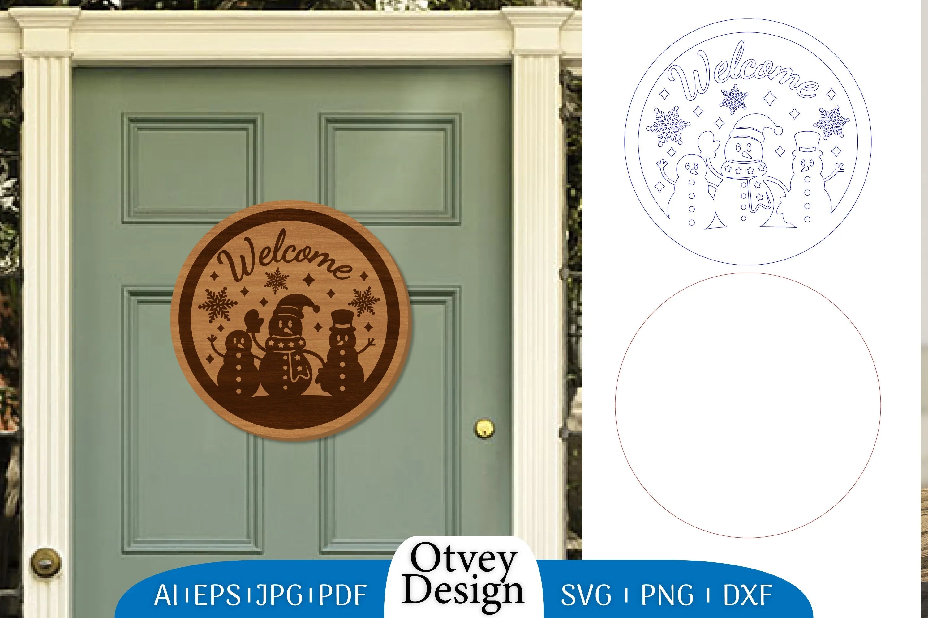 Snowman Round Door Ornament Lasercut SVG Bundle 3 - CraftNest - Digital Crafting and Art