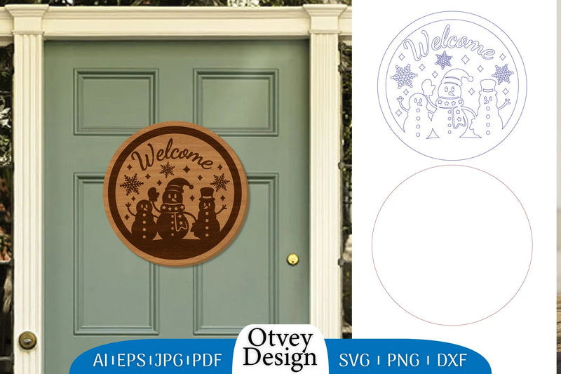 Snowman Round Door Ornament Lasercut SVG Bundle 3 - CraftNest - Digital Crafting and Art