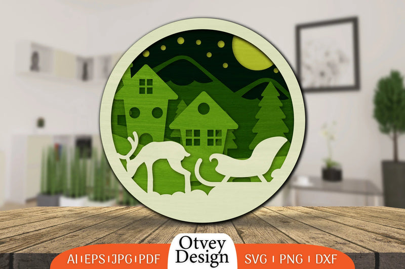 Christmas Round Santa Sleigh 3D Lasercut SVG Bundle 2 - CraftNest - Digital Crafting and Art