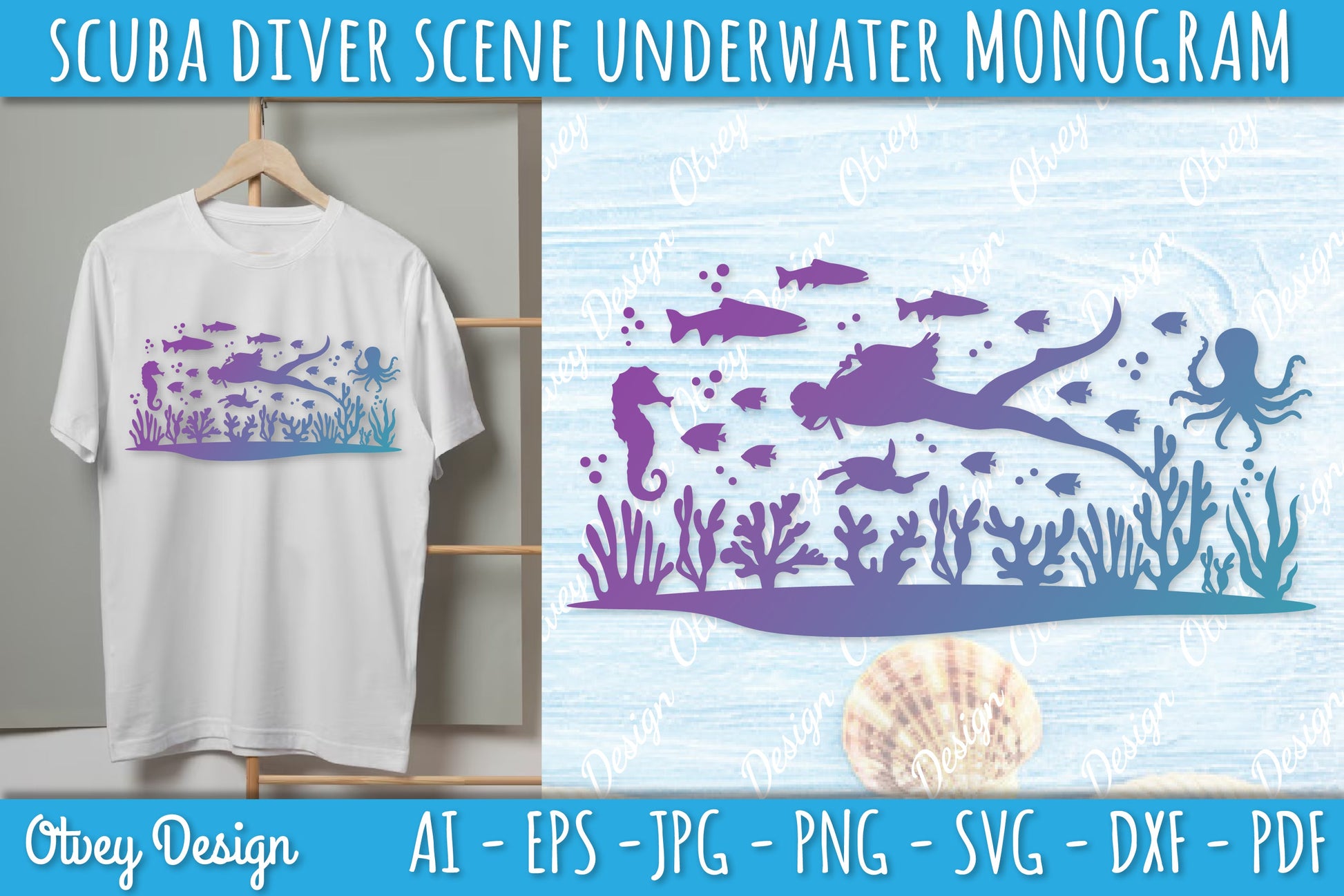 Scuba Diver Monogram SVG Bundle 8 - CraftNest - Digital Crafting and Art