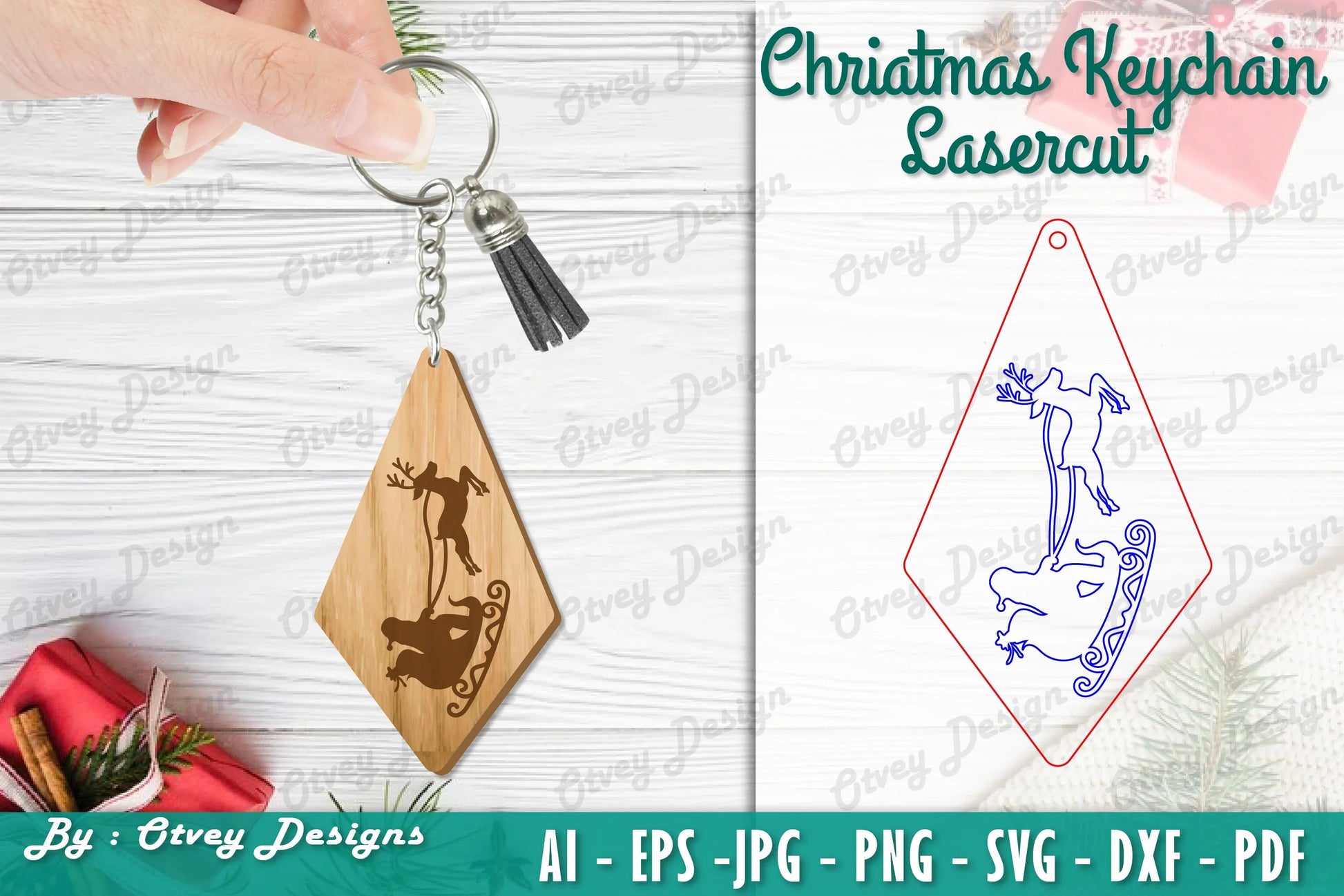 Christmas Keychain Lasercut SVG Bundle 44 - CraftNest - Digital Crafting and Art