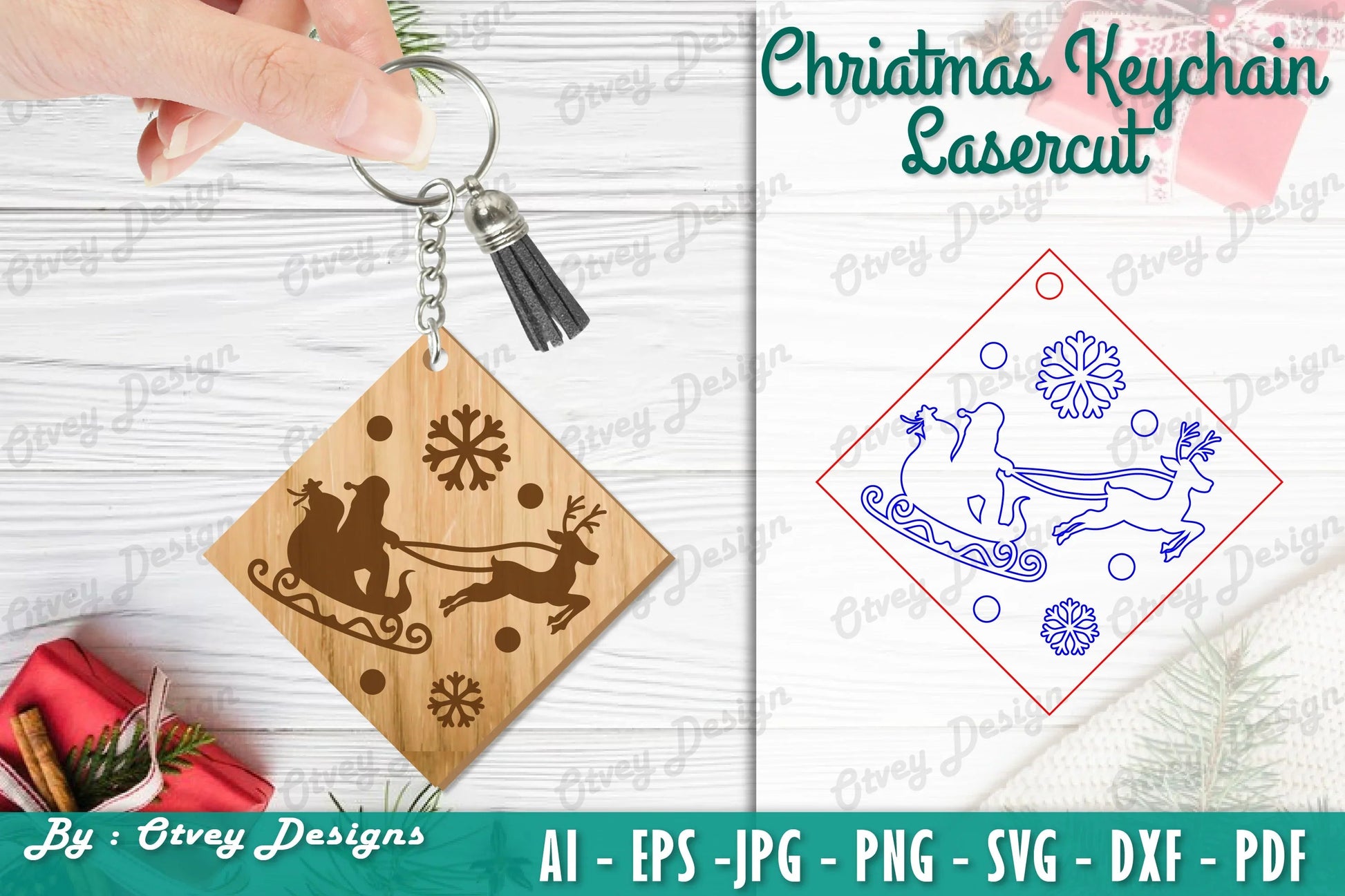 Christmas Keychain Lasercut SVG Bundle 14 - CraftNest - Digital Crafting and Art