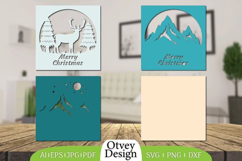 Merry Christmas Deer 3D Shadow Box Papercut SVG Bundle 6 - CraftNest - Digital Crafting and Art