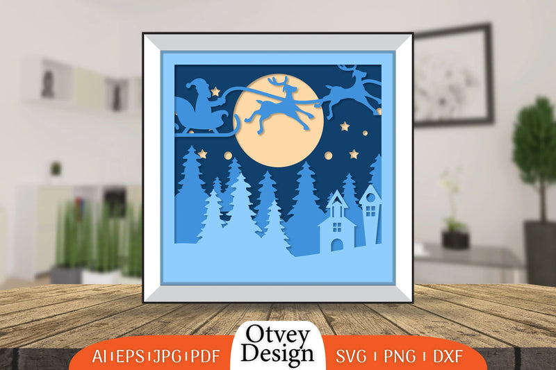 Christmas Santa Sleigh 3D Shadowbox SVG Bundle 2 - CraftNest - Digital Crafting and Art