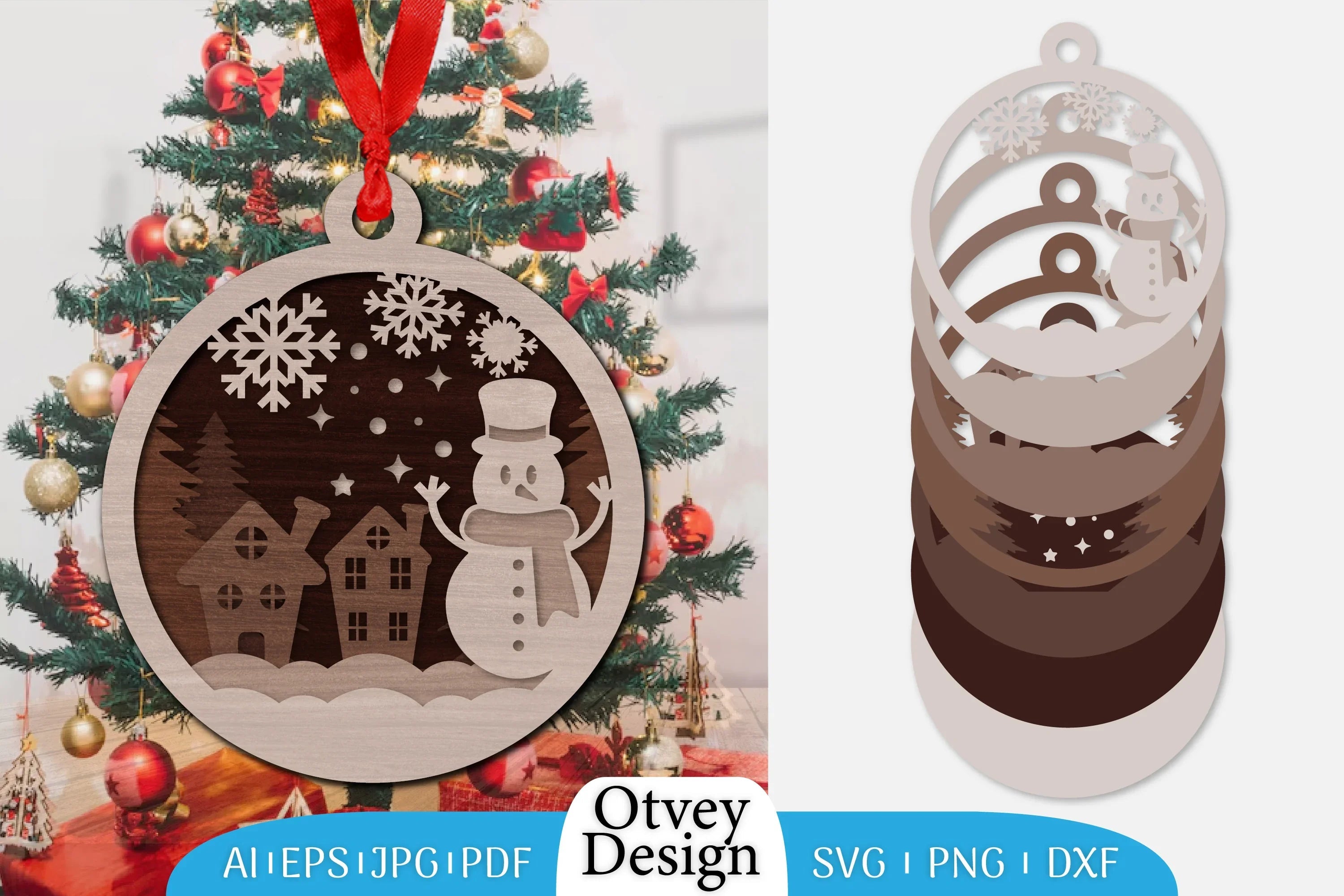 Christmas Snowman Ornament SVG Bundle 3 - CraftNest - Digital Crafting and Art