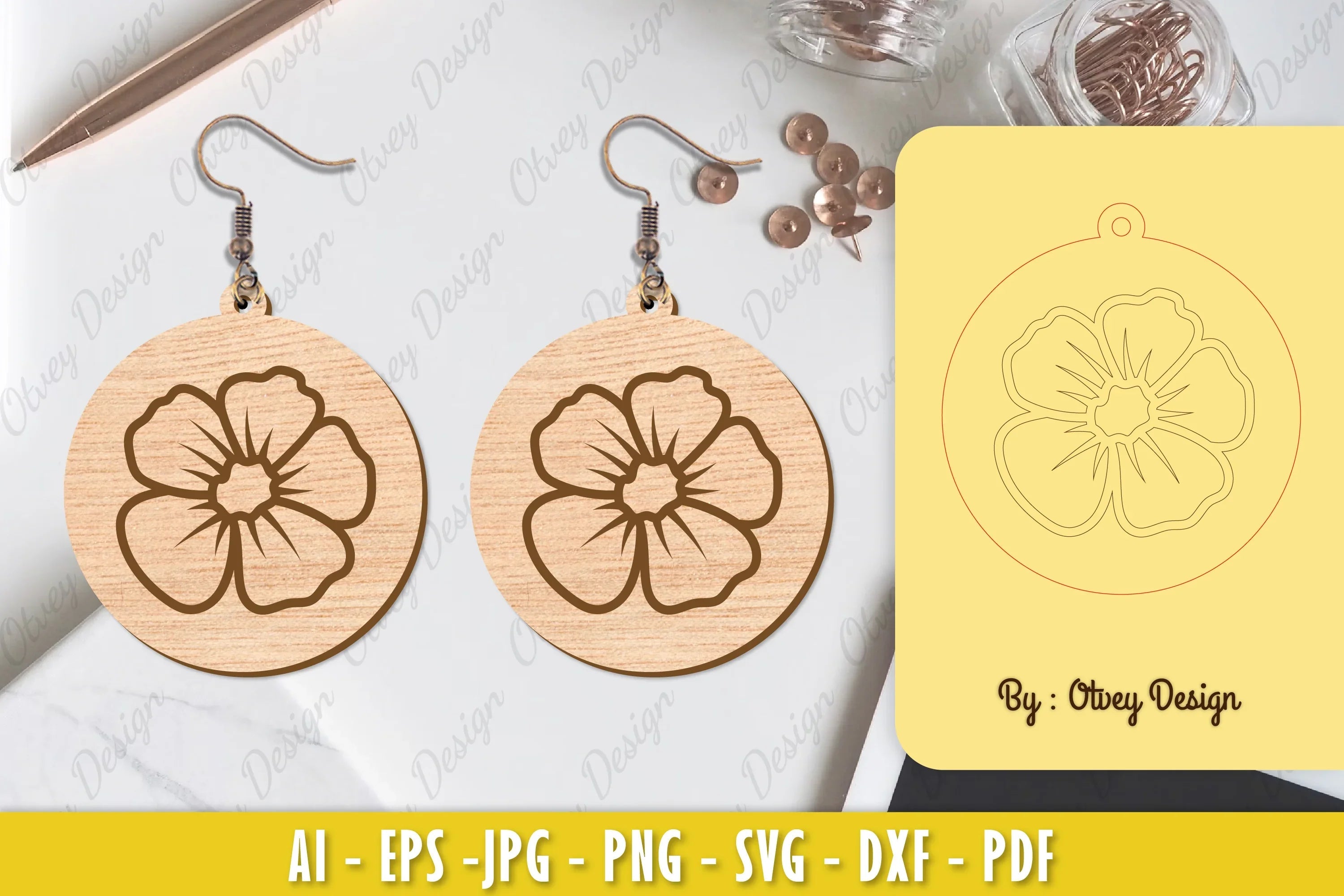 Flower Earring Laser Cut SVG Bundle 24 - CraftNest - Digital Crafting and Art