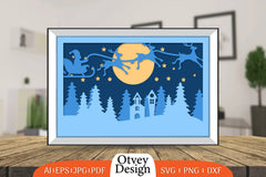 Christmas Santa Sleigh 3D Shadowbox SVG Bundle 6 - CraftNest - Digital Crafting and Art