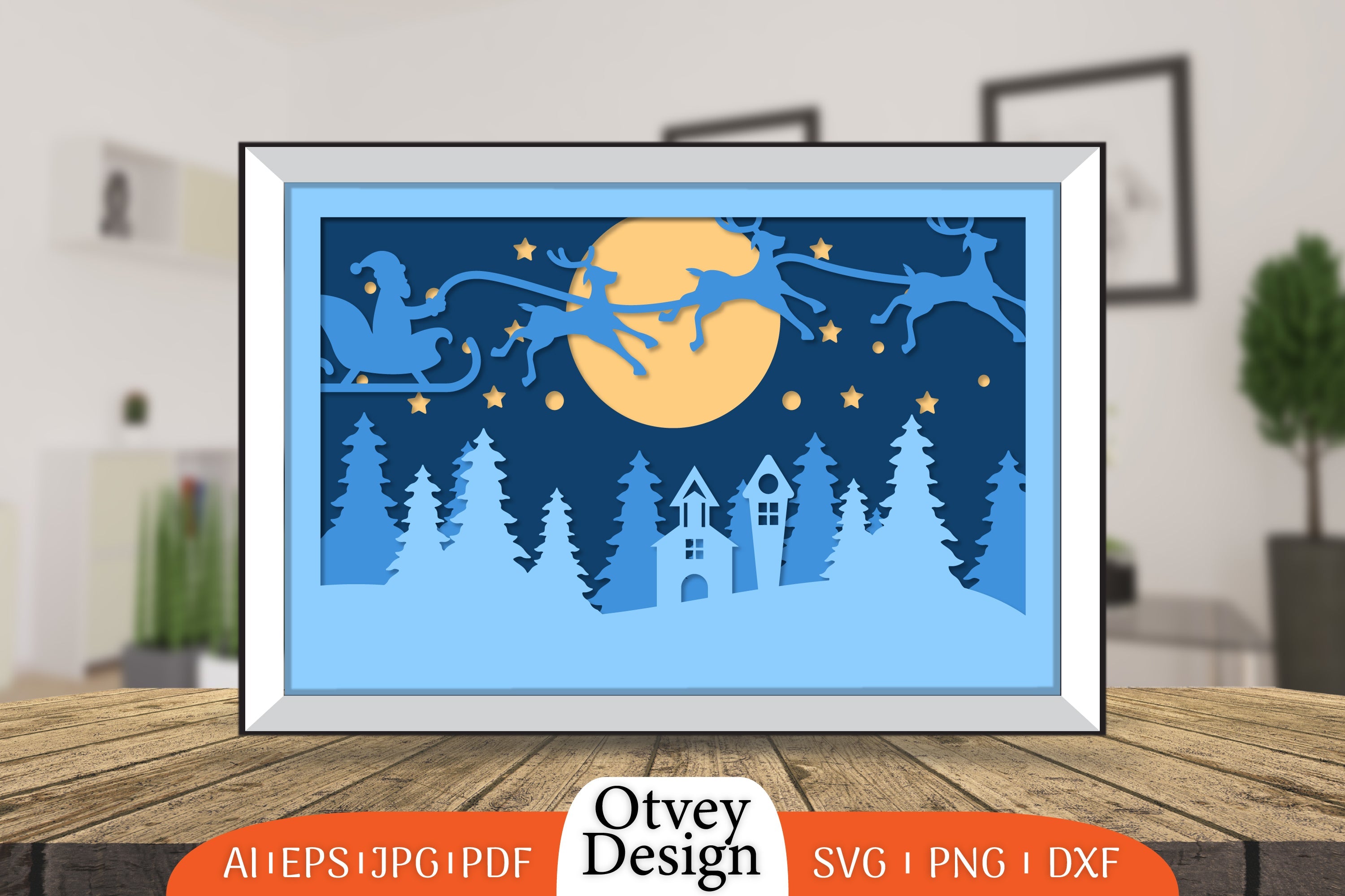 Christmas Santa Sleigh 3D Shadowbox SVG Bundle 6 - CraftNest - Digital Crafting and Art