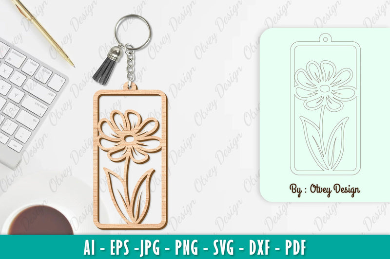 Flower Keychain SVG Bundle 6 - CraftNest - Digital Crafting and Art