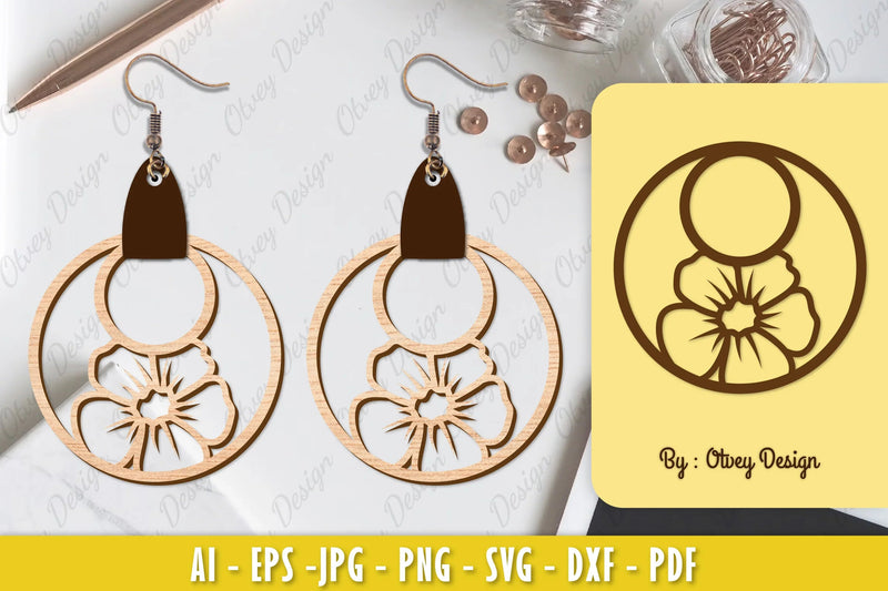 Flower Earring Laser Cut SVG Bundle 44 - CraftNest - Digital Crafting and Art