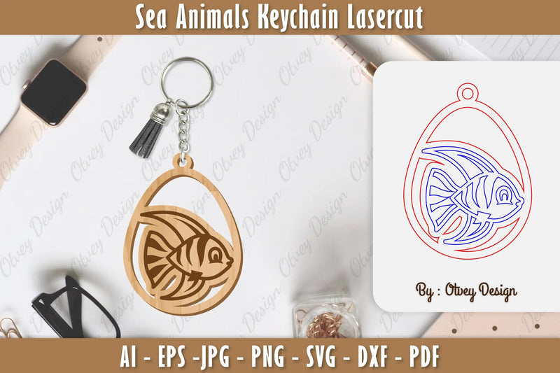 Keychain Sea Animals Laser Cut SVG Bundle 42 - CraftNest - Digital Crafting and Art