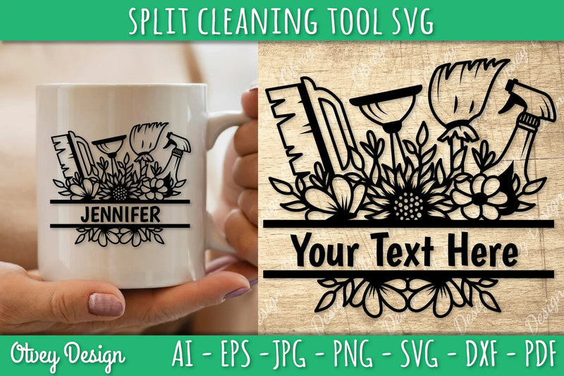 Split Monogram Cleaning Tool SVG Bundle 1 - CraftNest - Digital Crafting and Art
