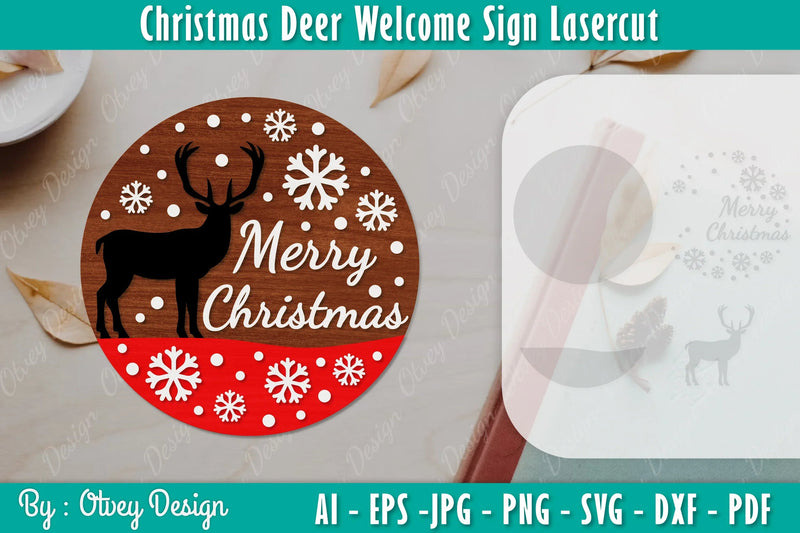 Christmas Deer Welcome Sign SVG Bundle - CraftNest - Digital Crafting and Art