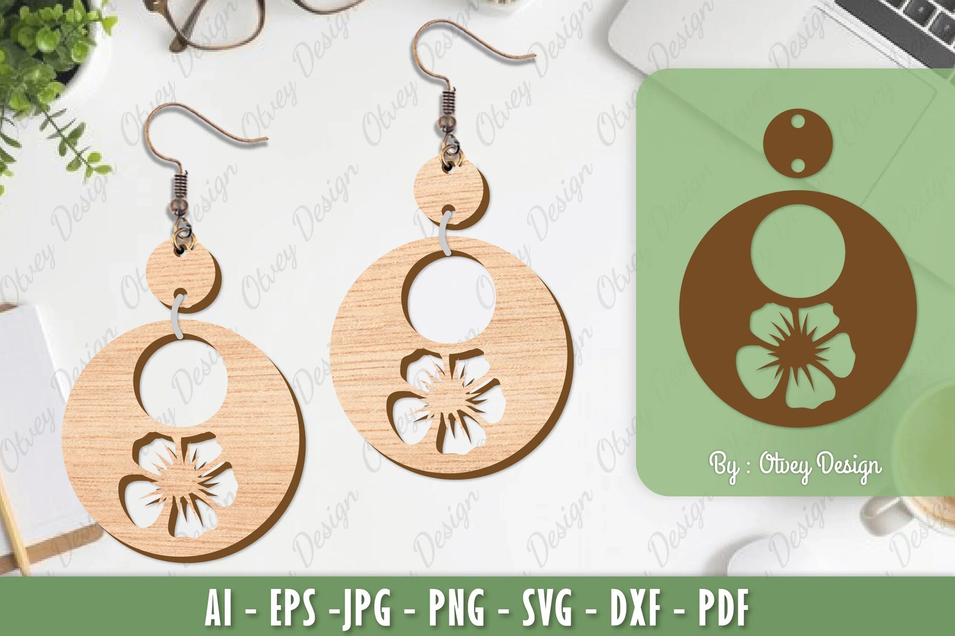 Flower Earrings Laser Cut SVG Bundle 34 - CraftNest - Digital Crafting and Art