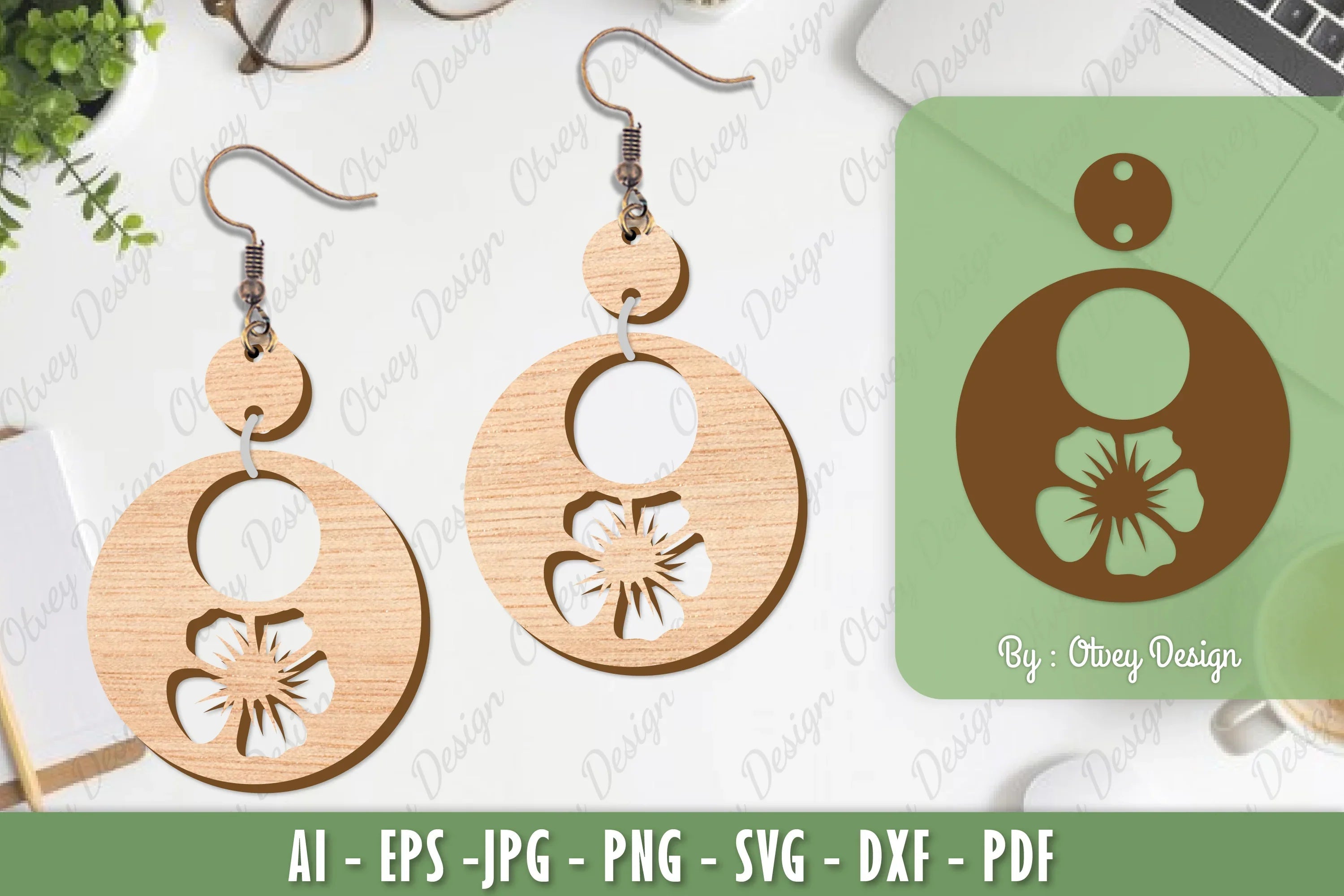 Flower Earrings Laser Cut SVG Bundle 34 - CraftNest - Digital Crafting and Art