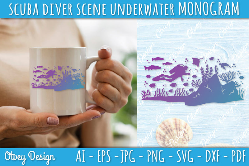 Scuba Diver Monogram SVG Bundle 3 - CraftNest - Digital Crafting and Art