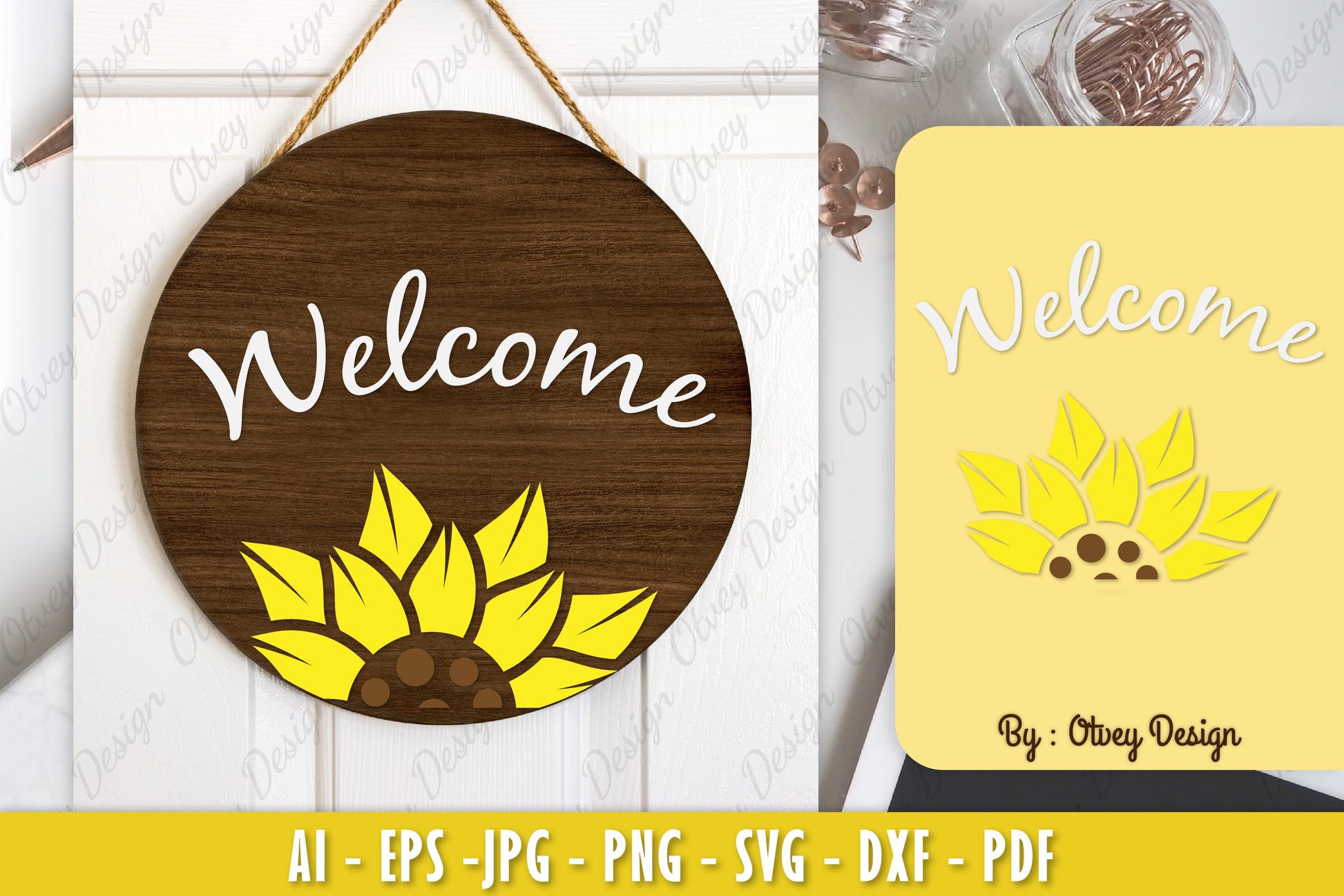 Sunflower Welcome Sign SVG Bundle 3 - CraftNest - Digital Crafting and Art