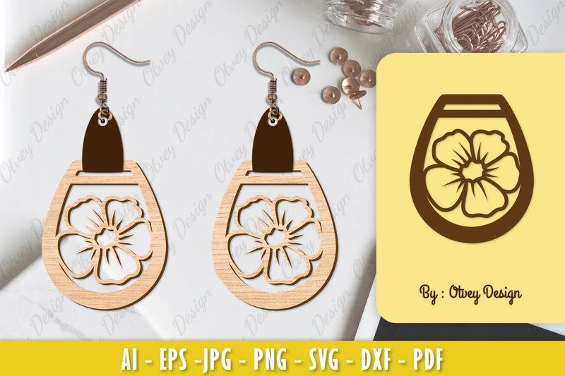 Flower Earring Laser Cut SVG Bundle 84 - CraftNest - Digital Crafting and Art
