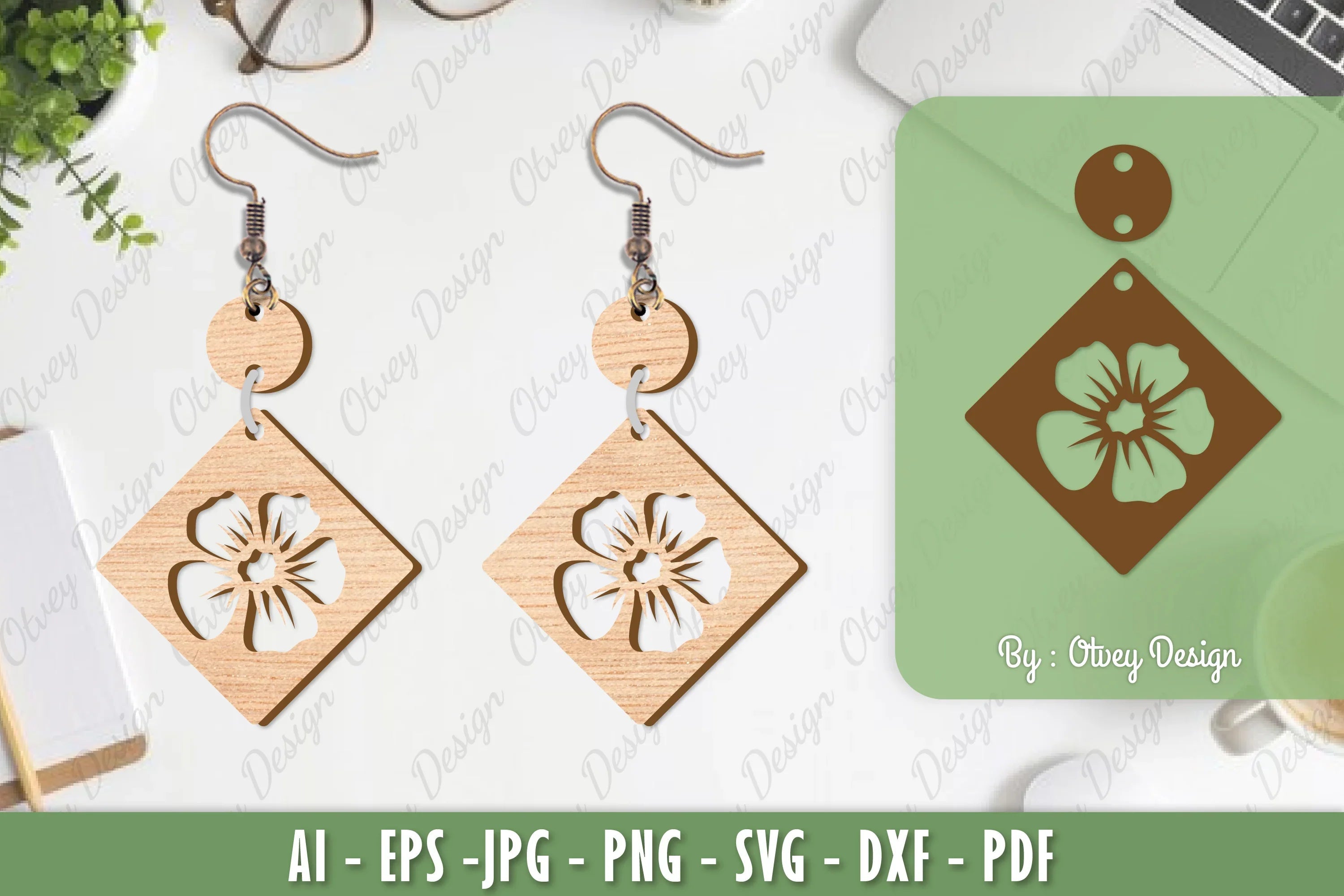 Flower Earrings Laser Cut SVG Bundle 4 - CraftNest - Digital Crafting and Art